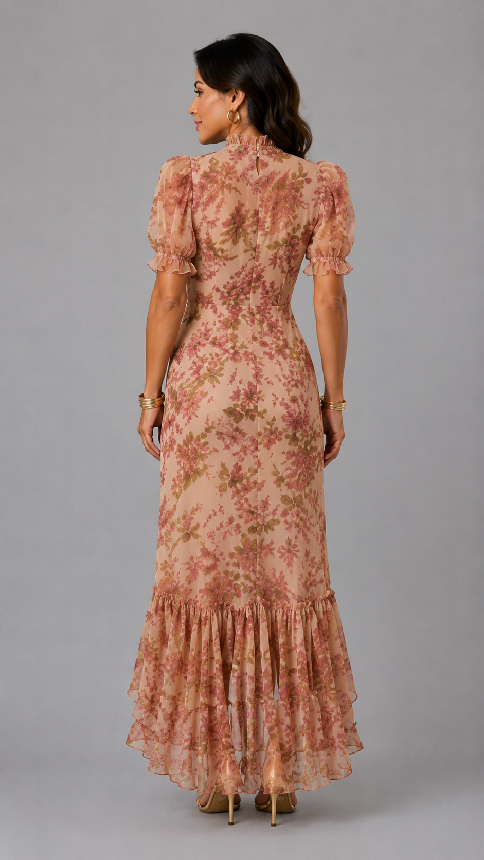 Fiora | Vestido largo romántico de rosas vintage