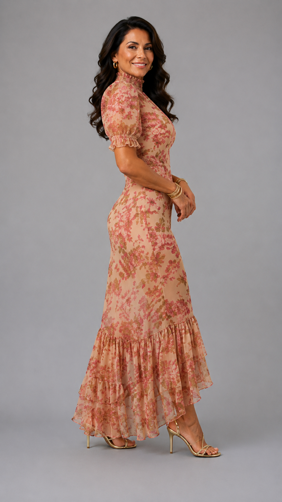 Fiora | Vestido largo romántico de rosas vintage