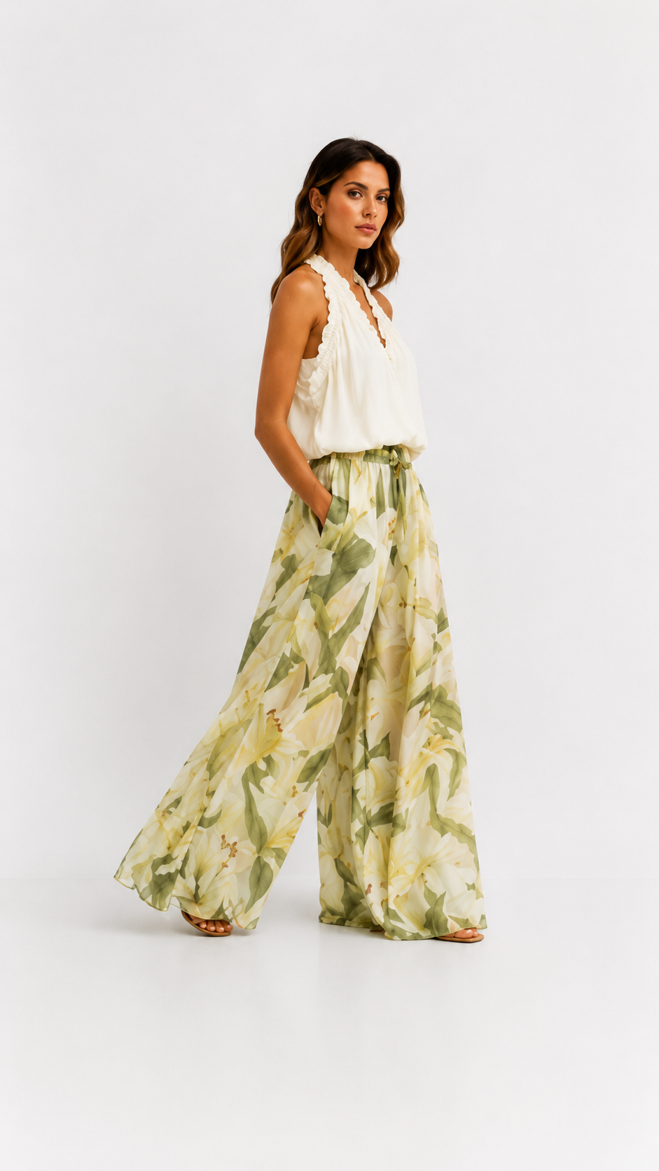 Alessandra | Conjunto de top con volantes y pantalón floral