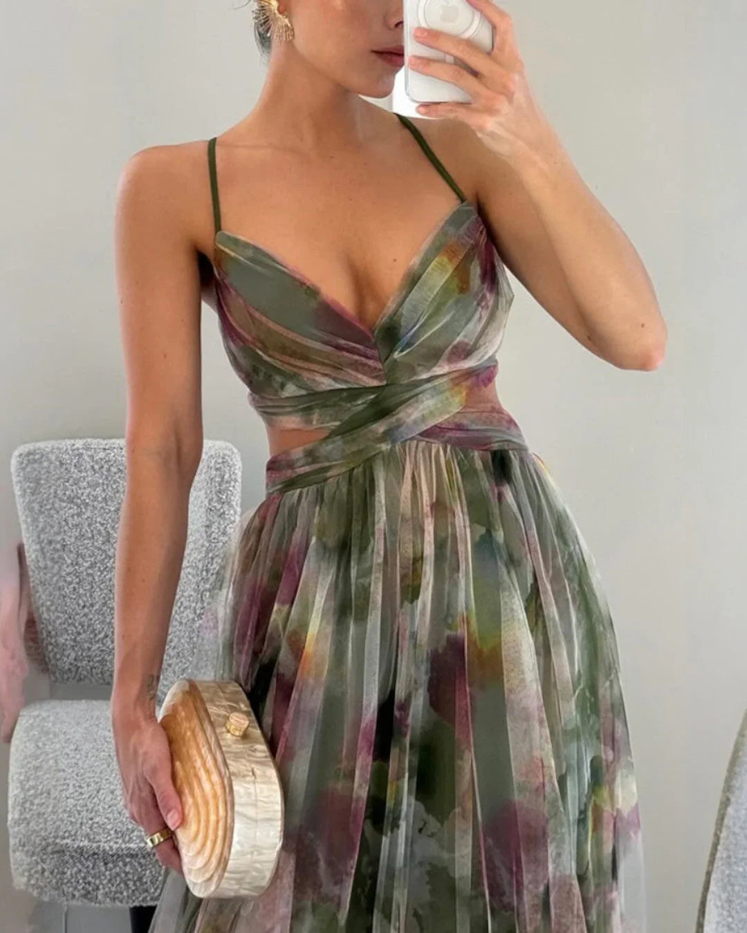 Marbella | Vestido largo de tul con estampado floral · Vista 6