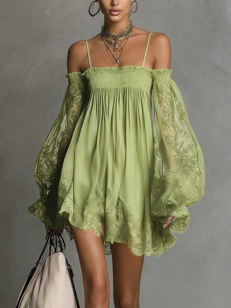 Noemi | Vestido corto de gasa con hombros descubiertos · Vista 2