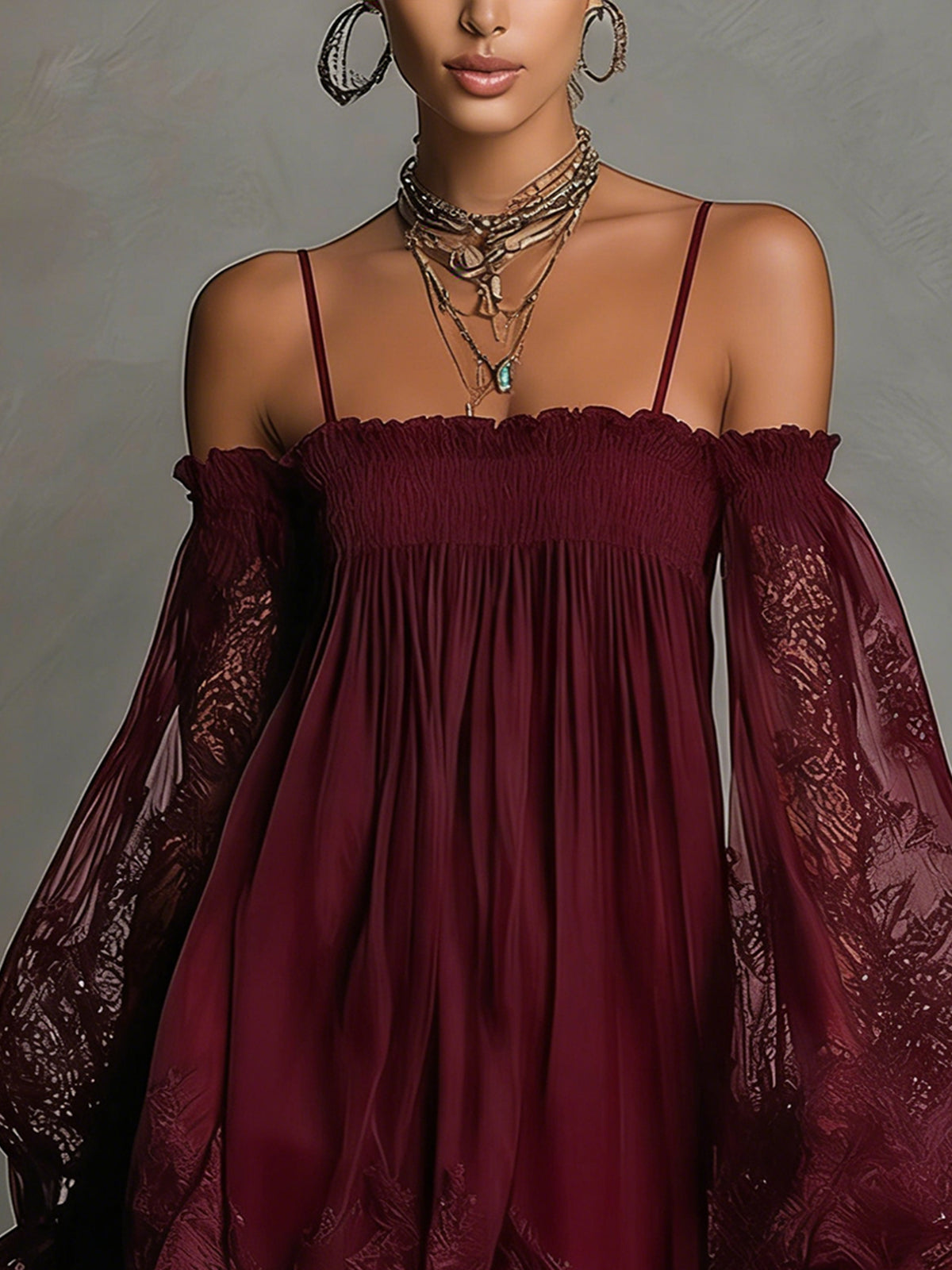 Noemi | Vestido corto de gasa con hombros descubiertos · Vista 11