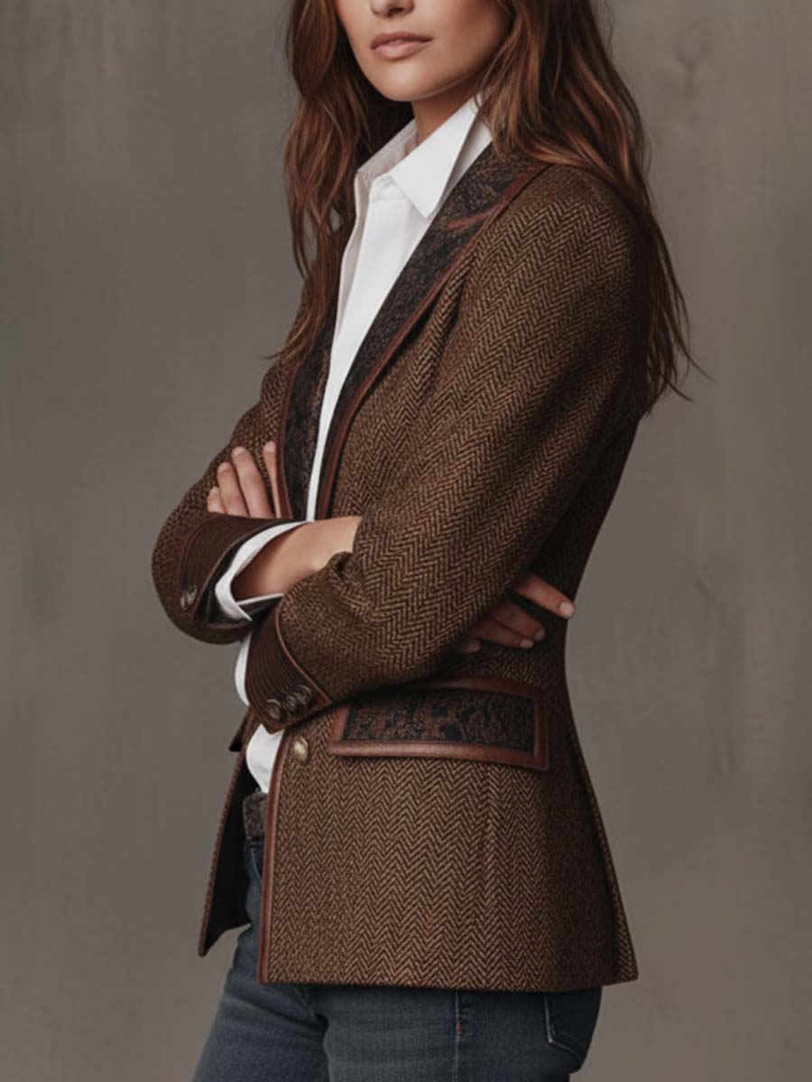 Gisèle | Blazer con paneles de estampado chevrón · Vista 3