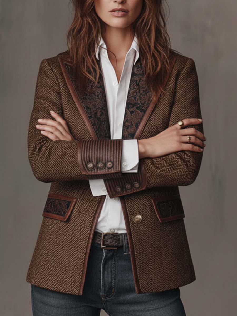 Gisèle | Blazer con paneles de estampado chevrón · Vista 2