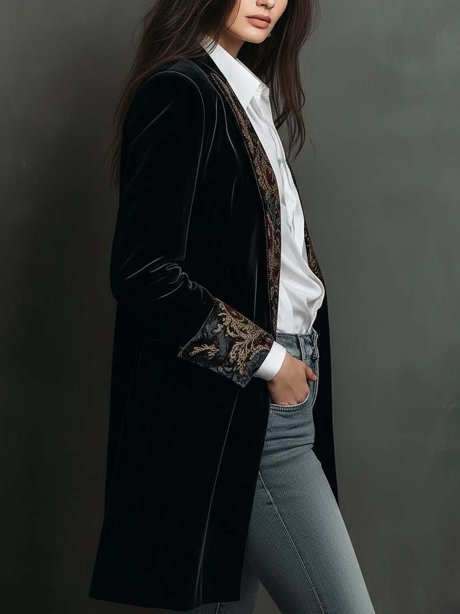 Léontine | Blazer negro de estampado barroco · Vista 3