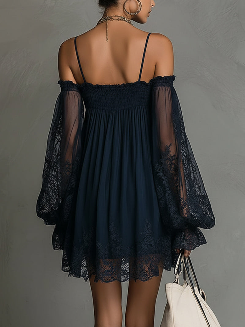 Noemi | Vestido corto de gasa con hombros descubiertos · Vista 4