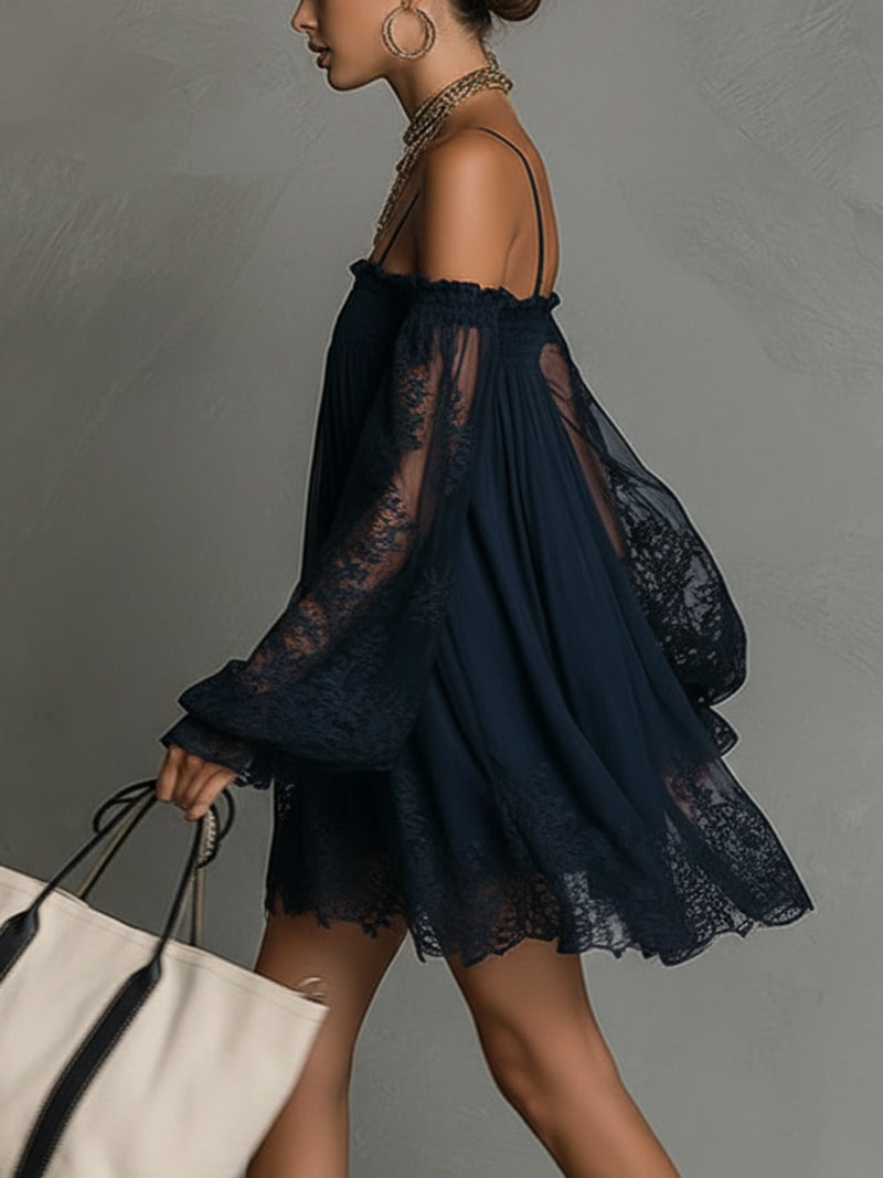 Noemi | Vestido corto de gasa con hombros descubiertos · Vista 6