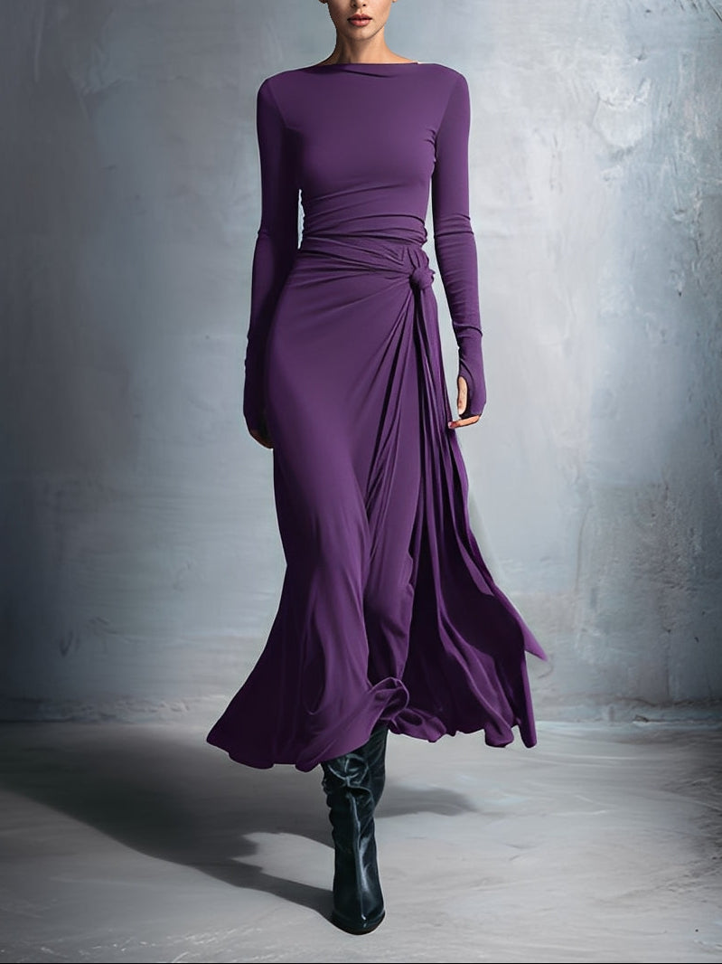 Vittoria | Vestido largo cruzado con nudo lateral