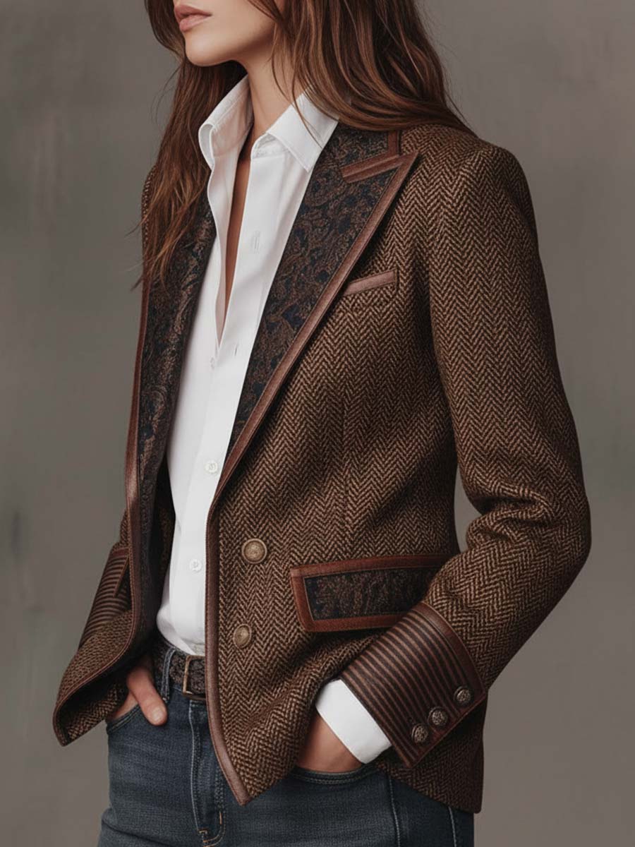Gisèle | Blazer con paneles de estampado chevrón · Vista 10