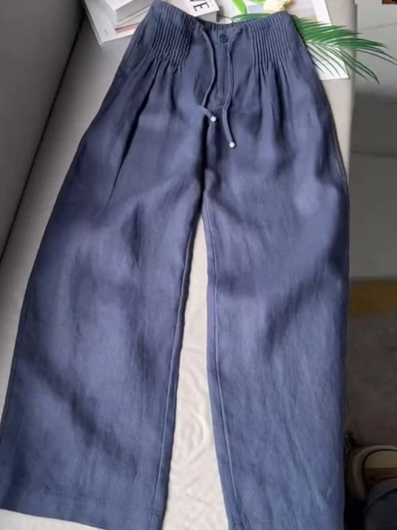 Camille | Pantalón ancho de algodón y lino · Vista 3