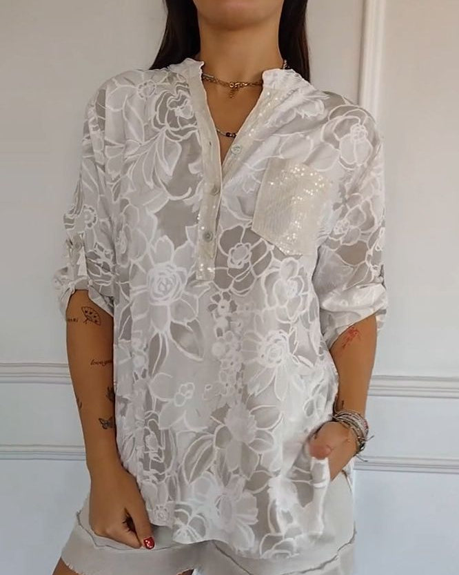 Camila | Blusa floral con bolsillo
