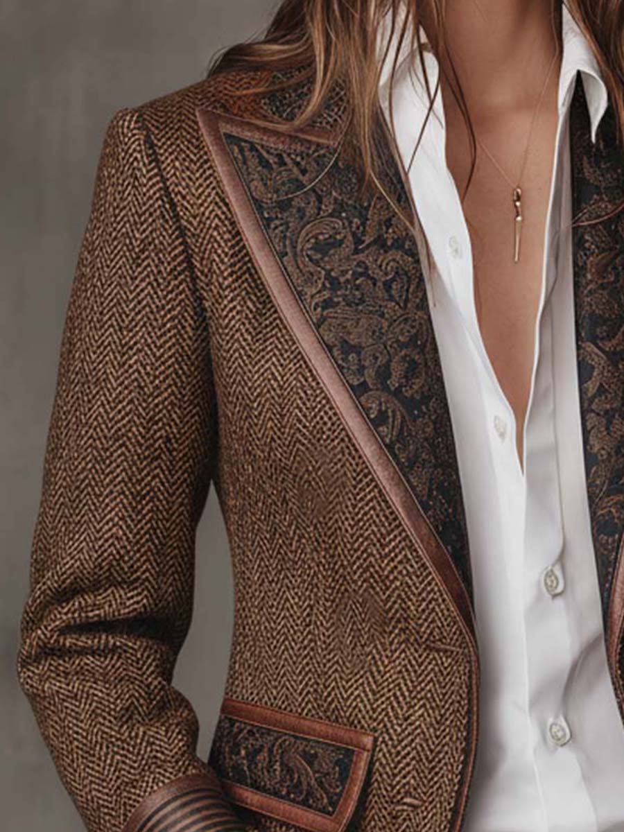 Gisèle | Blazer con paneles de estampado chevrón · Vista 5