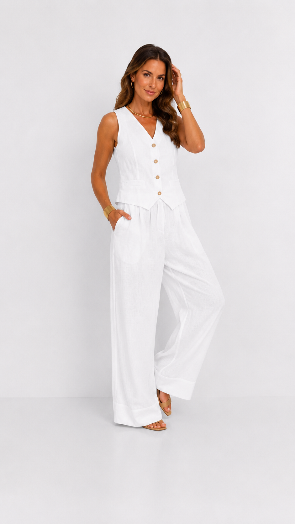 Lunaria | Conjunto de chaleco y pantalón ancho