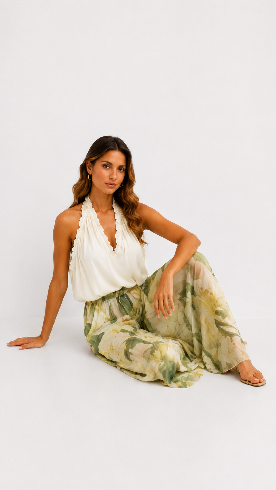 Alessandra | Conjunto de top con volantes y pantalón floral