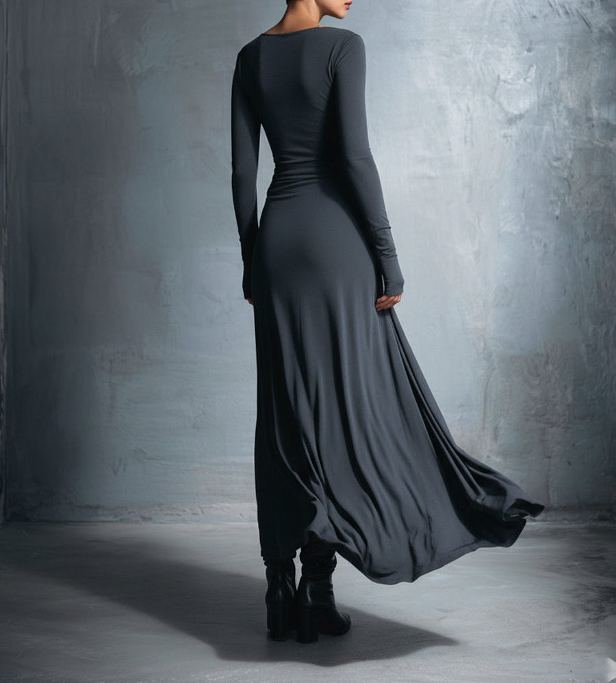 Vittoria | Vestido largo cruzado con nudo lateral