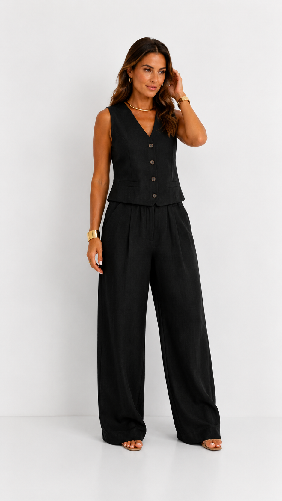 Lunaria | Conjunto de chaleco y pantalón ancho