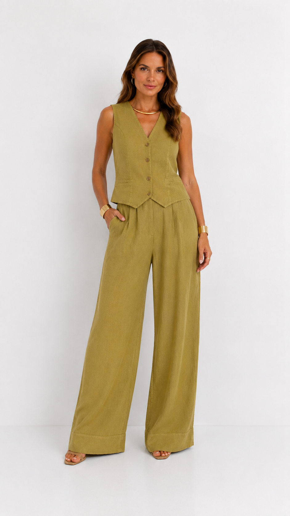 Lunaria | Conjunto de chaleco y pantalón ancho