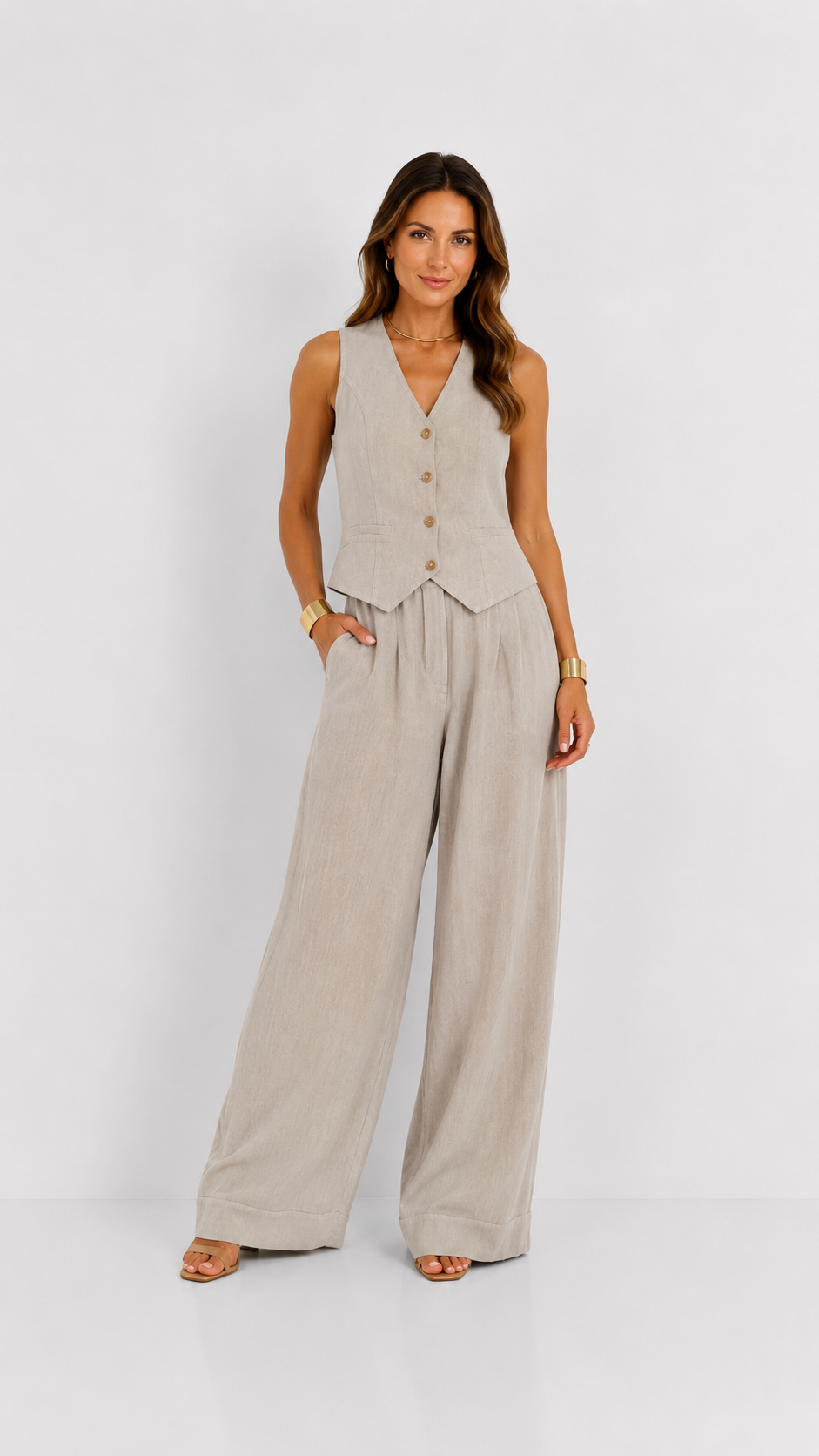 Lunaria | Conjunto de chaleco y pantalón ancho