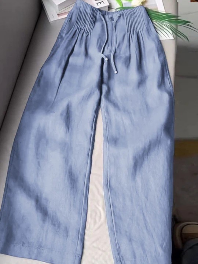 Camille | Pantalón ancho de algodón y lino · Vista 4