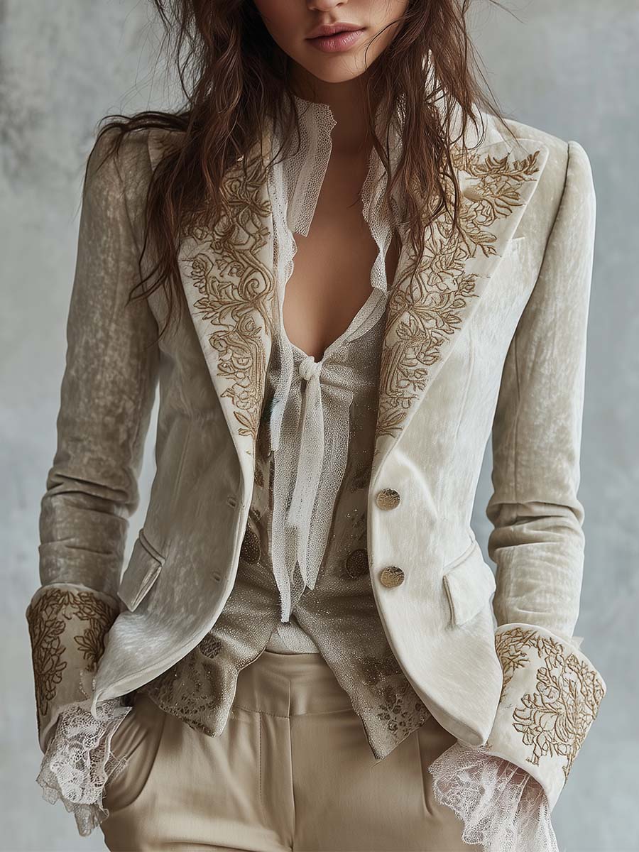 Constance | Blazer bordado de color marfil