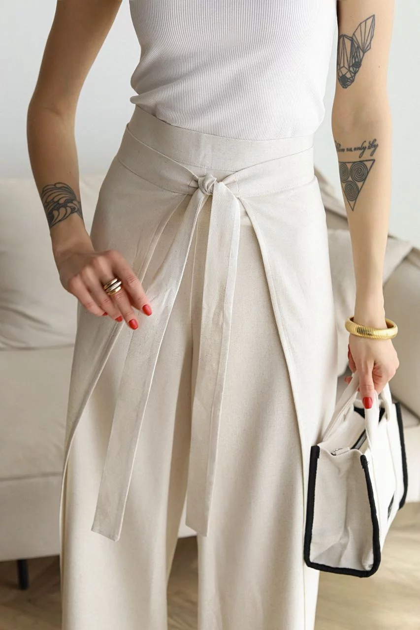 Ariane | Pantalón ancho de lino · Vista 6