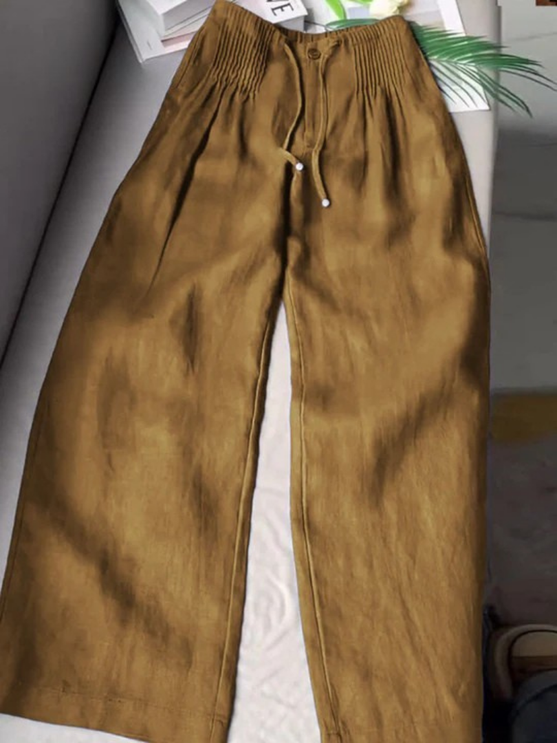 Camille | Pantalón ancho de algodón y lino · Vista 5