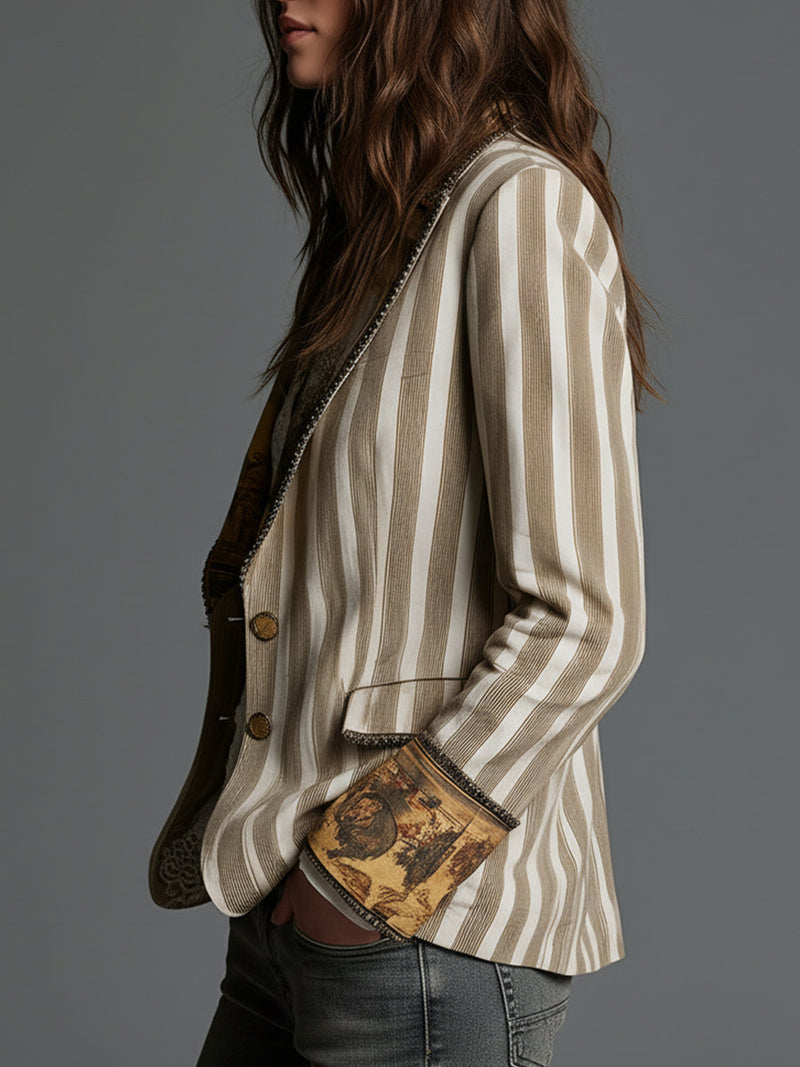Suzanne | Blazer de rayas con cuello estampado · Vista 2