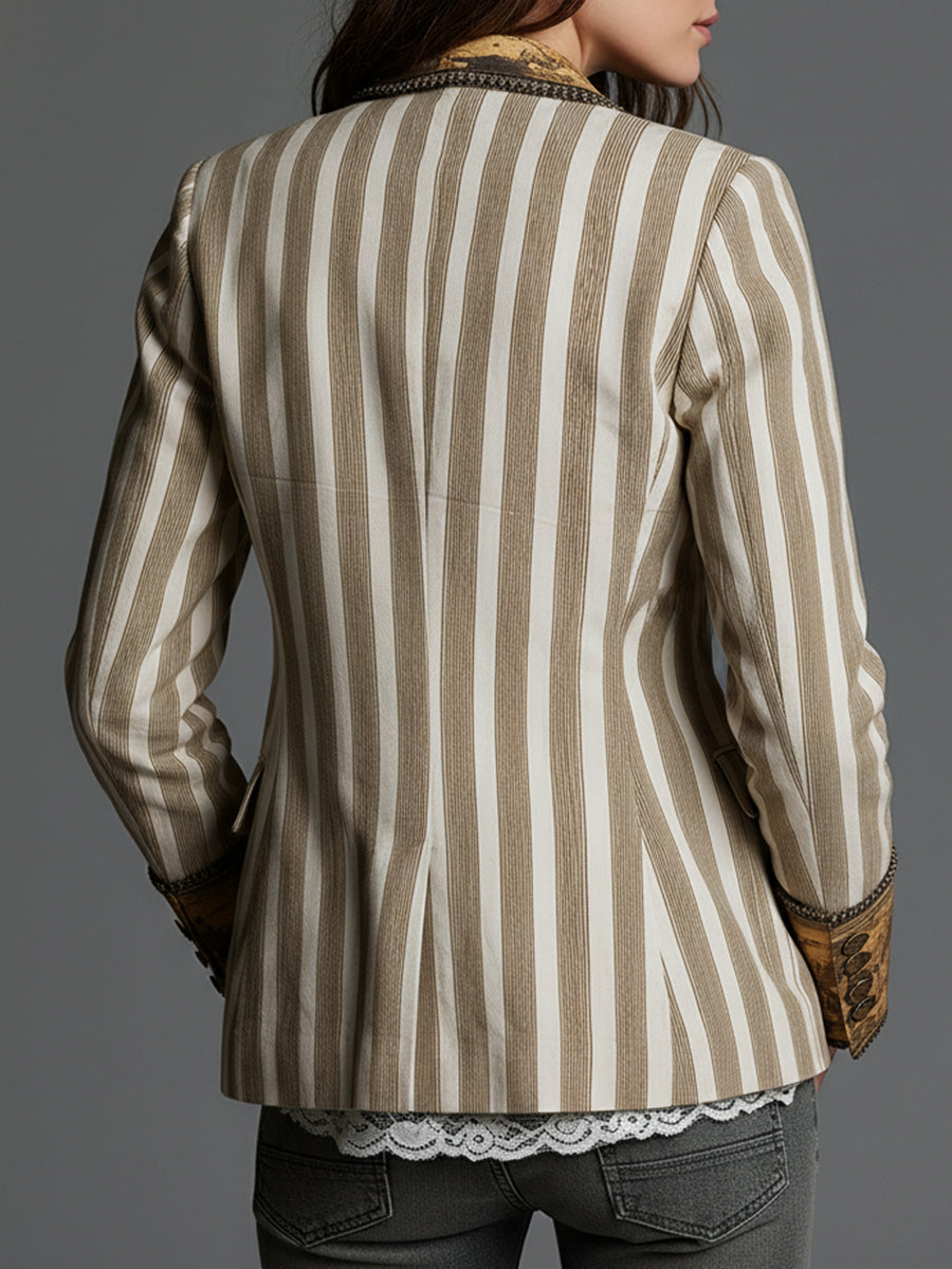 Suzanne | Blazer de rayas con cuello estampado · Vista 3