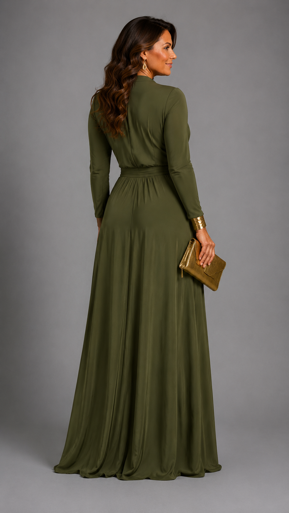 Vimmer | Vestido largo drapeado de escote en V