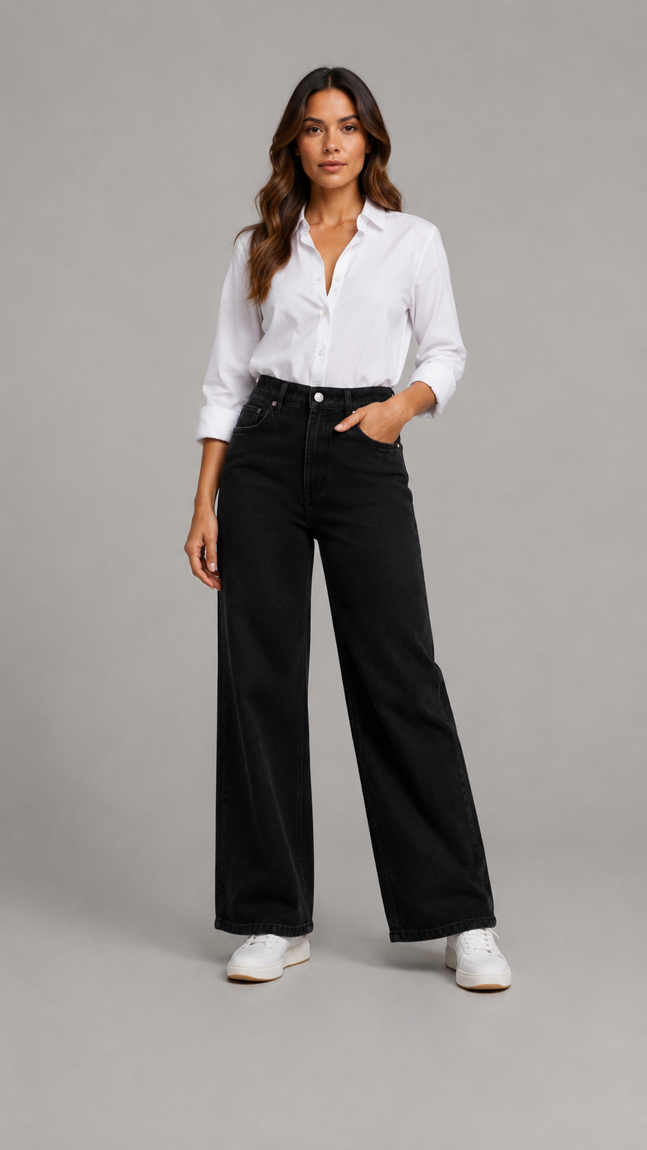 Wide Leg | Pantalón ancho elástico de talle alto