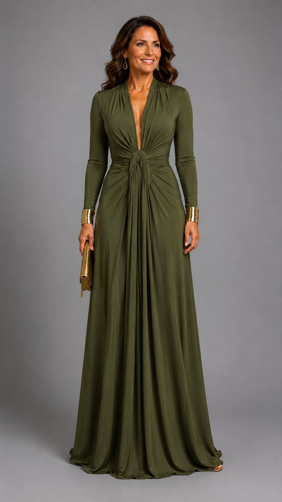 Vimmer | Vestido largo drapeado de escote en V