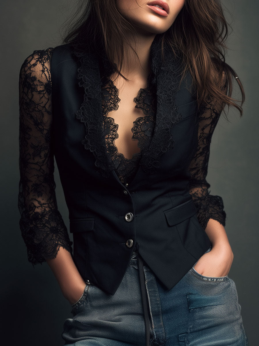 Noémie | Blazer con mangas semitransparentes