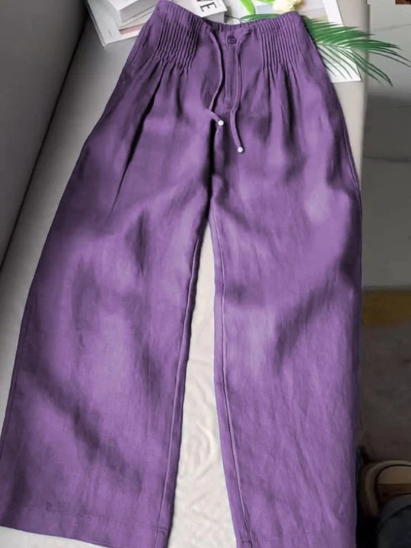 Camille | Pantalón ancho de algodón y lino · Vista 6