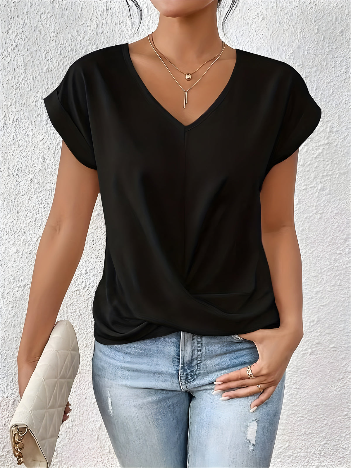 Bella | Top de escote en V con detalle retorcido