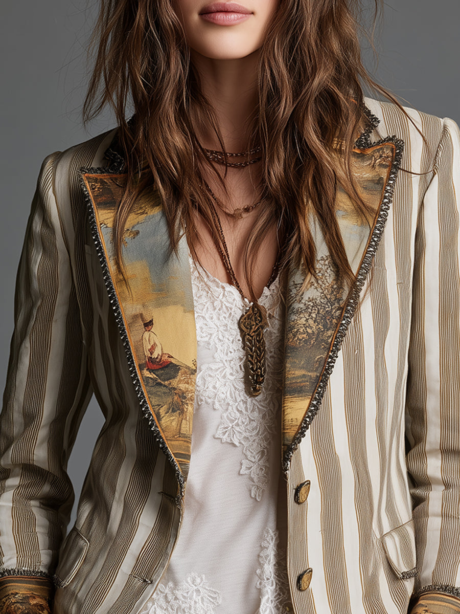 Suzanne | Blazer de rayas con cuello estampado · Vista 4