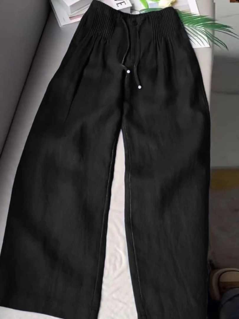 Camille | Pantalón ancho de algodón y lino