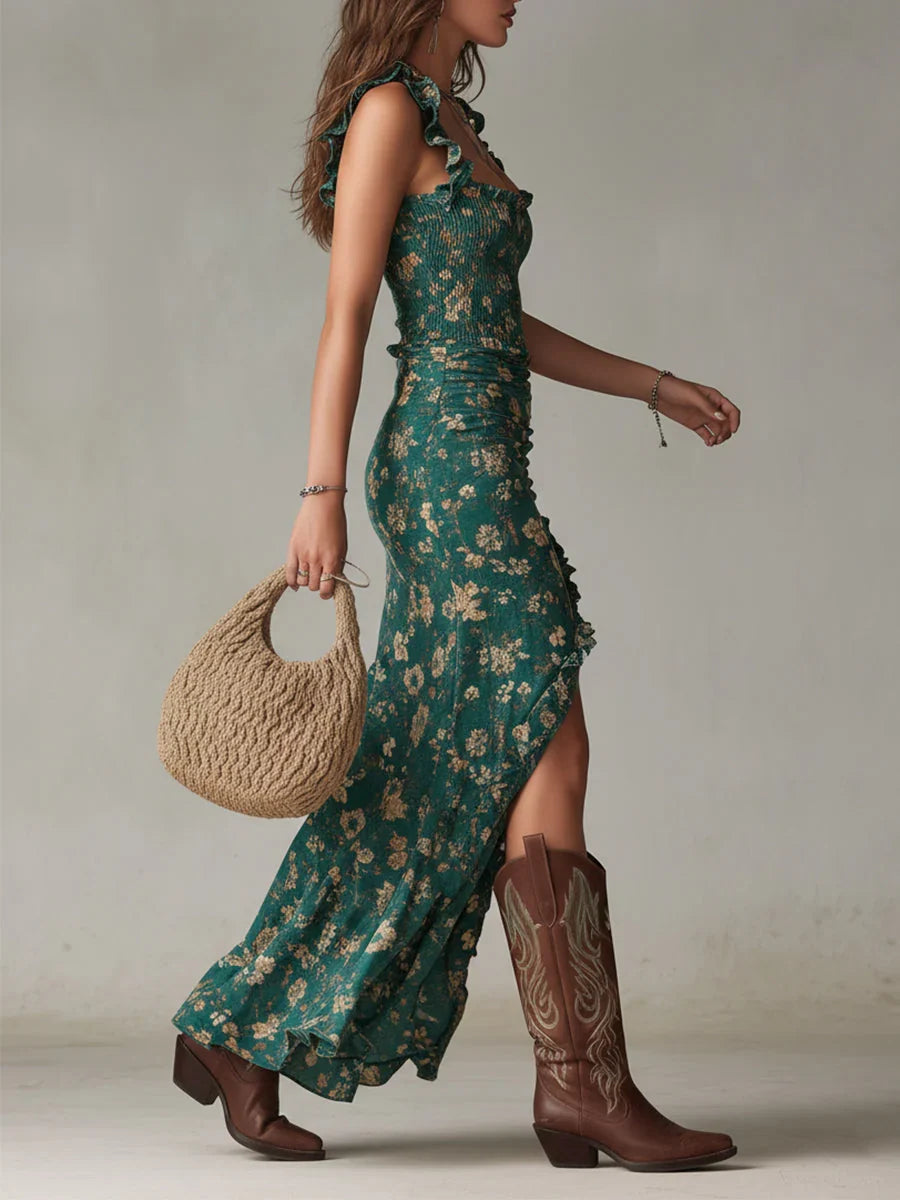 Sara | Vestido largo bohemio con abertura · Vista 5