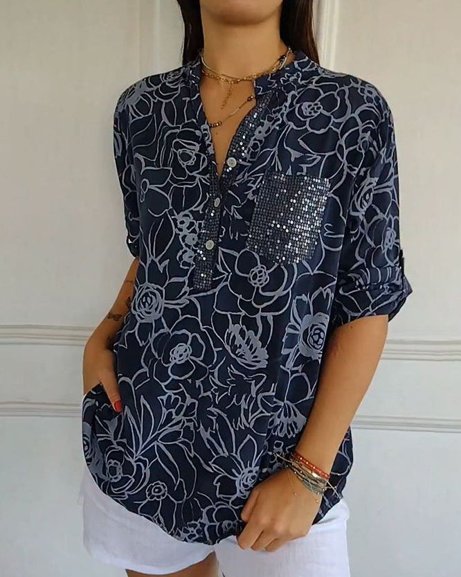 Camila | Blusa floral con bolsillo