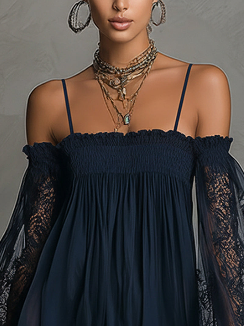 Noemi | Vestido corto de gasa con hombros descubiertos · Vista 7