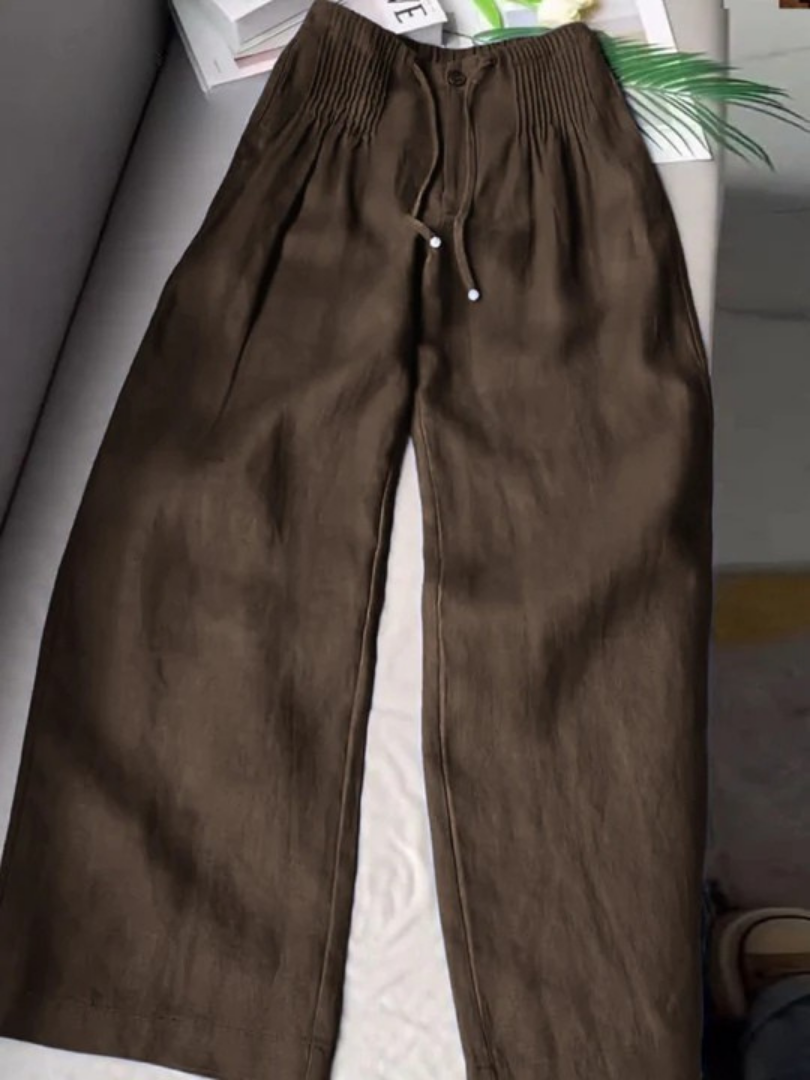 Camille | Pantalón ancho de algodón y lino · Vista 7