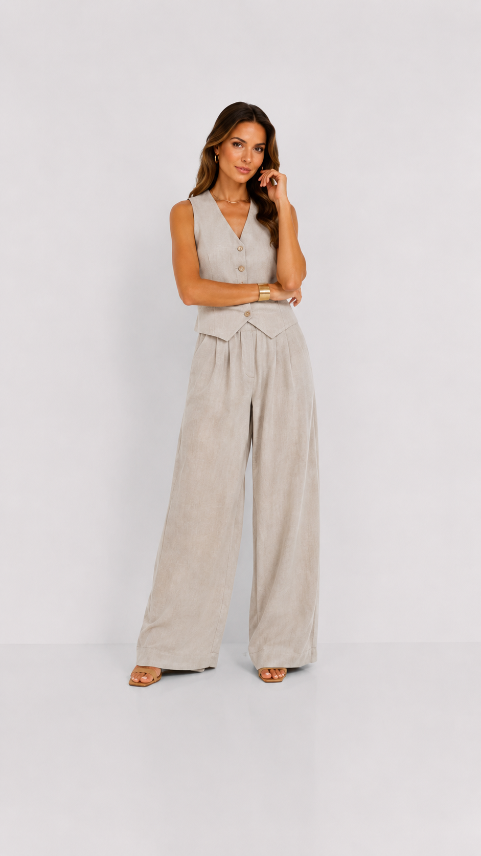 Lunaria | Conjunto de chaleco y pantalón ancho