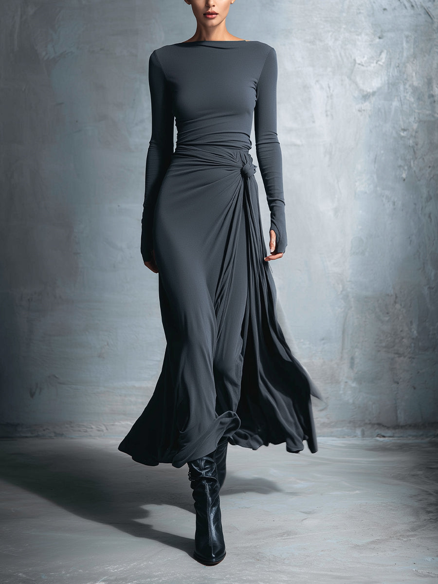 Vittoria | Vestido largo cruzado con nudo lateral