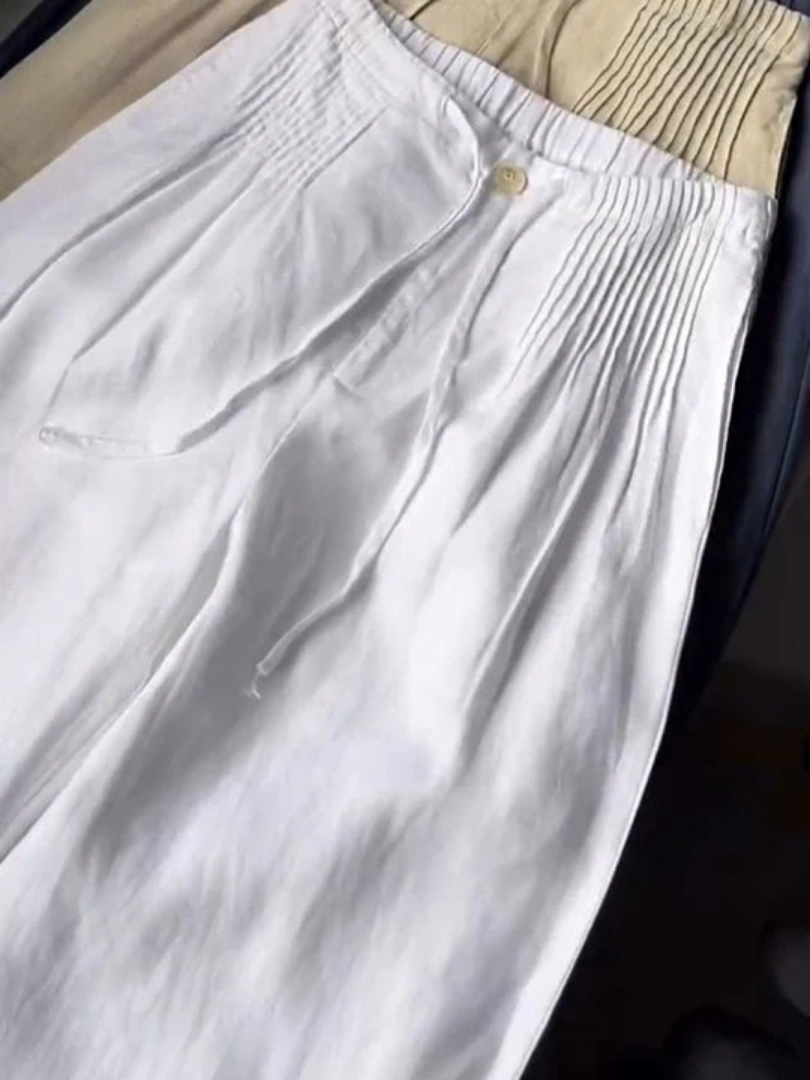 Camille | Pantalón ancho de algodón y lino · Vista 2