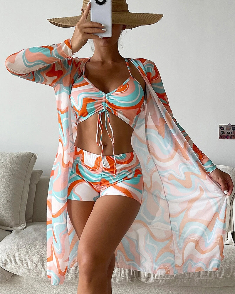 Bloom | Conjunto de bikini de tres piezas estampado