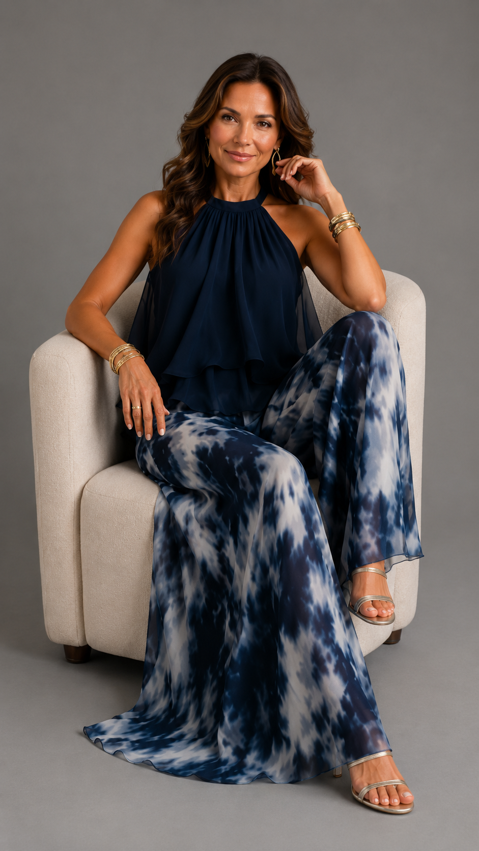 Ludovica | Conjunto de top halter y pantalón estampado