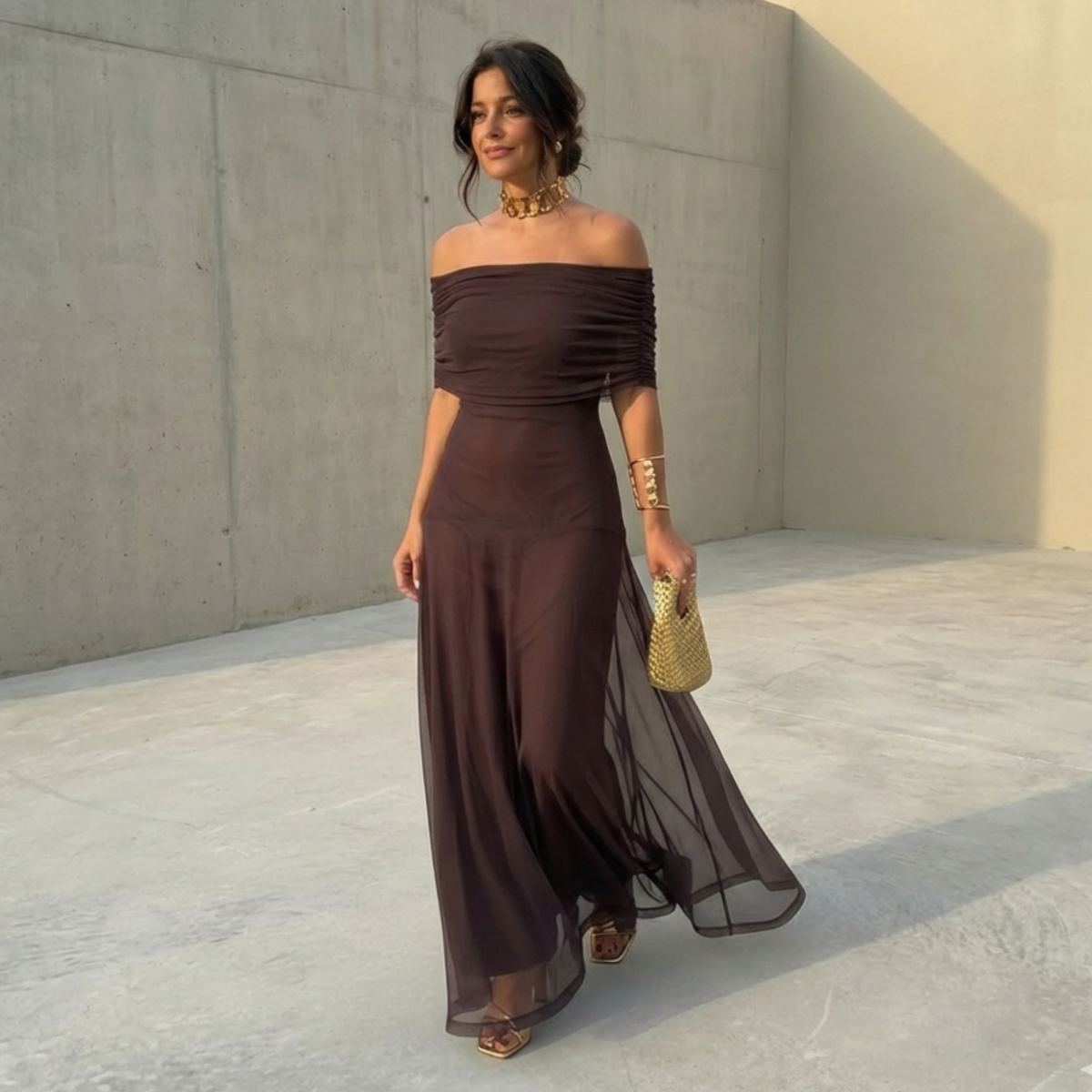 Uma | Vestido largo de caída fluida
