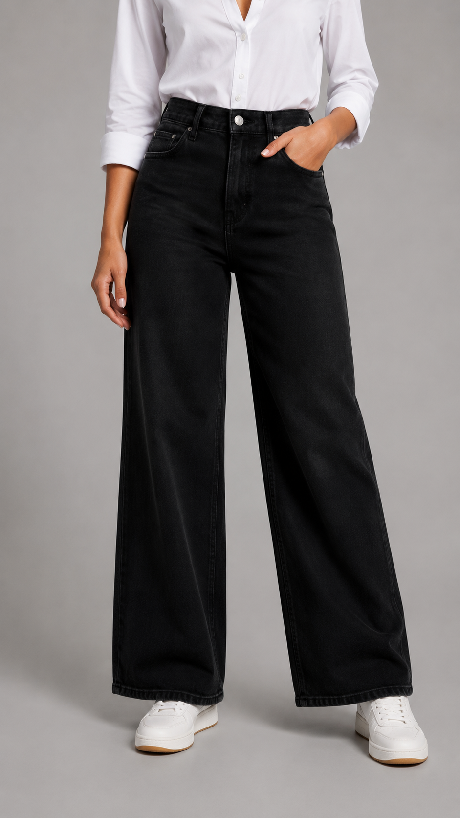 Wide Leg | Pantalón ancho elástico de talle alto