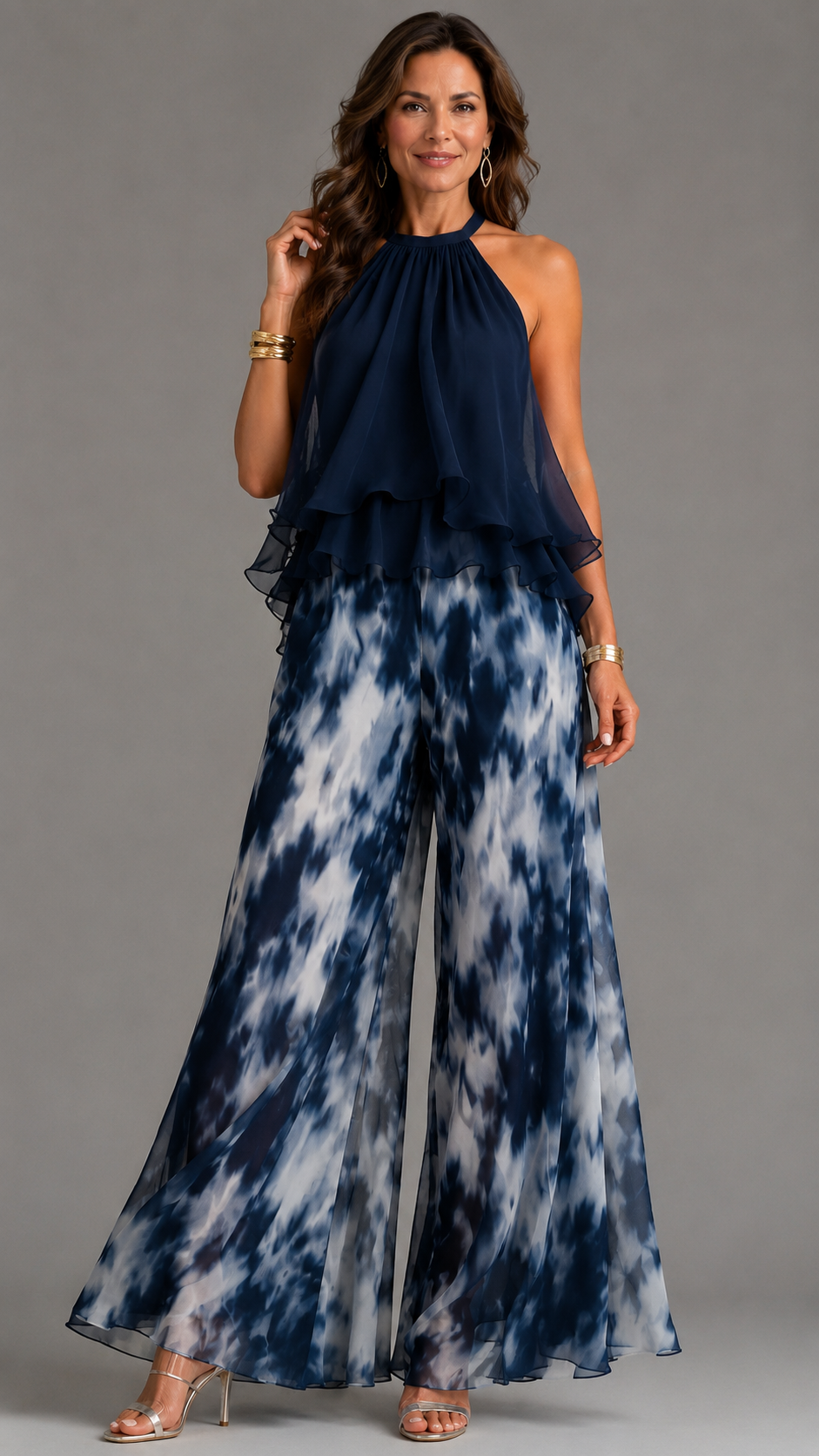 Ludovica | Conjunto de top halter y pantalón estampado
