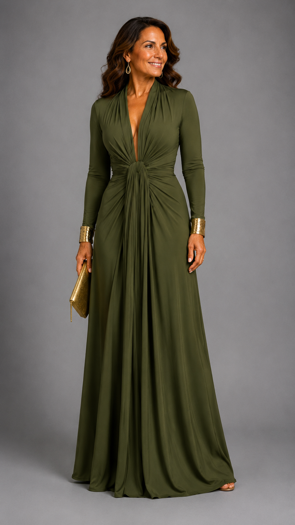 Vimmer | Vestido largo drapeado de escote en V