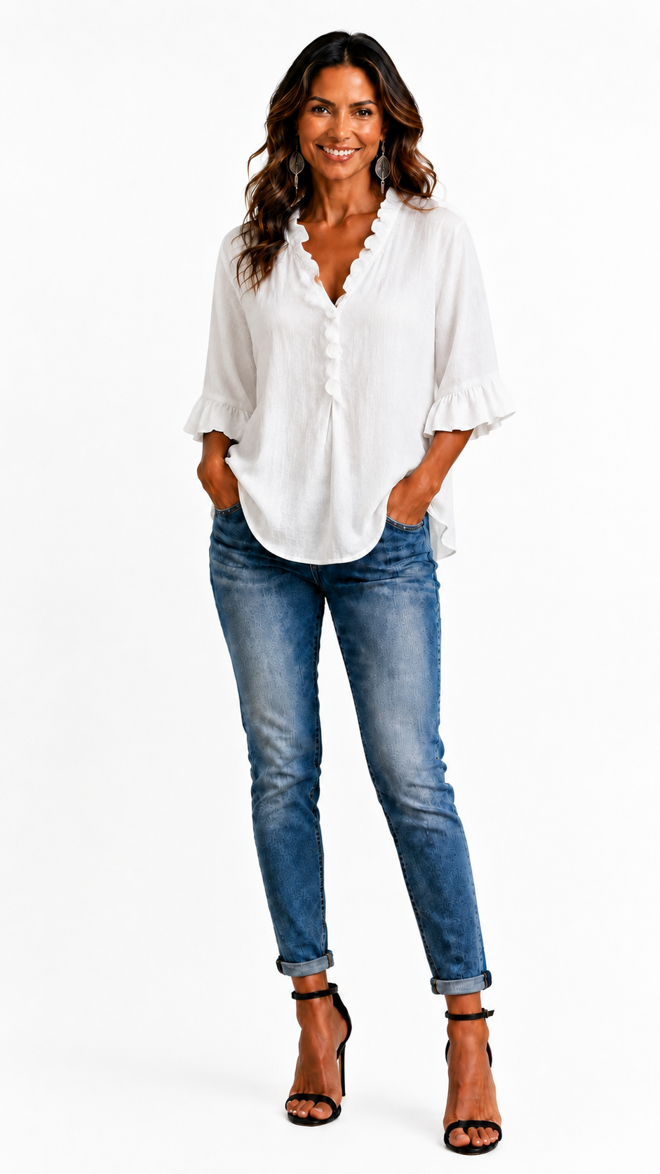 Beatrice | Blusa de escote en V con volantes